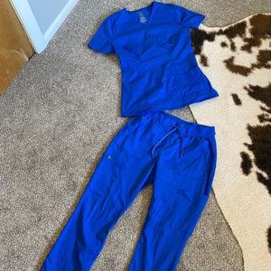 Jaanuu Scrub Pants and Top Royal Blue Size Small